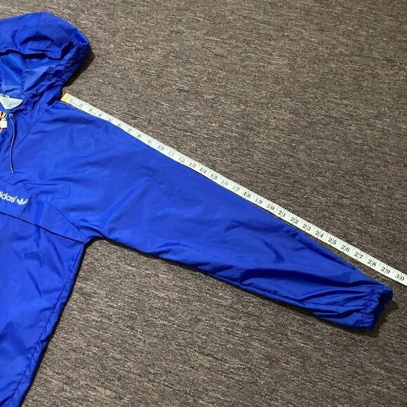 Vintage 80s Adidas Originals Windbreaker Lightweight Hooded Packable Mens Large - Picture 12 of 13